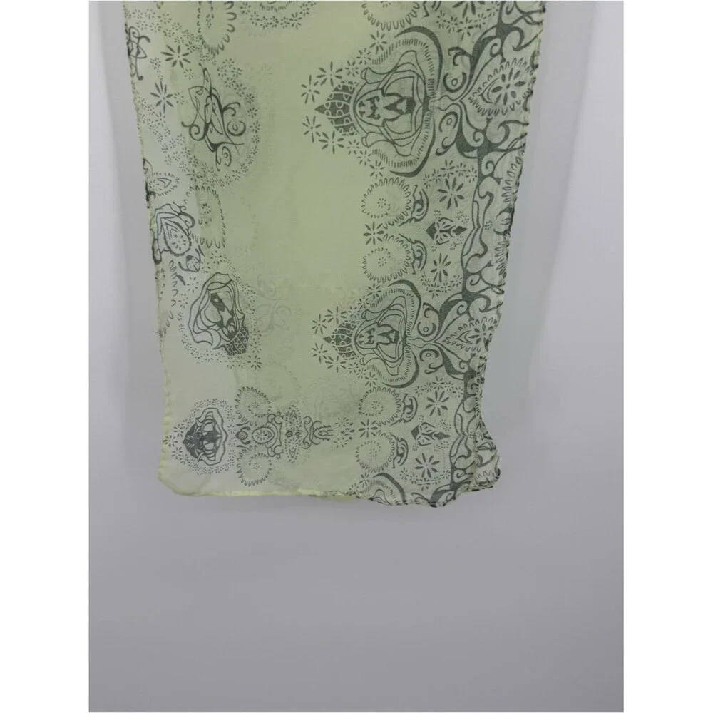 Unbranded Light Green Sheer Paisley Medallion Long Scarf Accessory Wrap Shawl